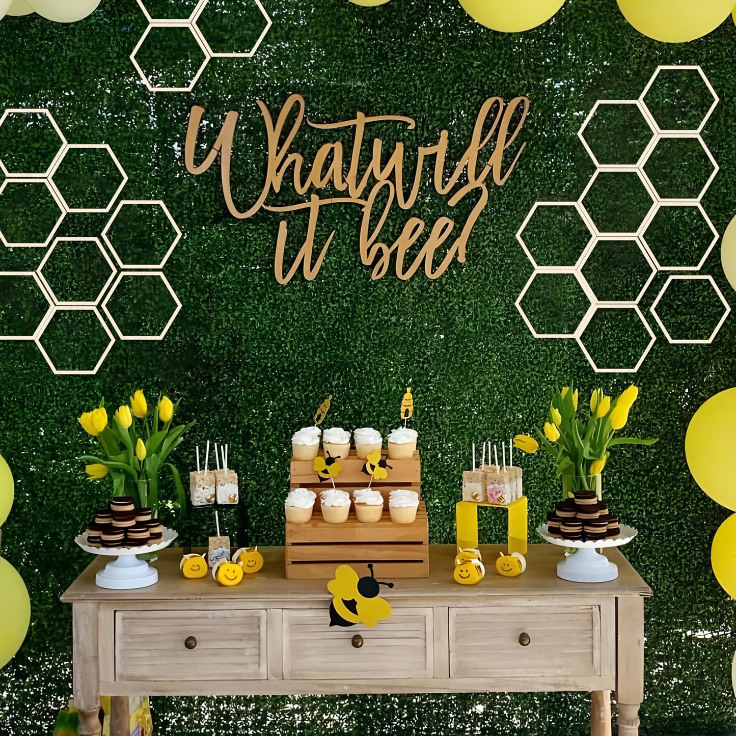 20 Pcs Wooden Honeycomb Decorations, 8.2 Inch Unfinished Hexagon Wall Decor Honeycomb Beehive Sign for Baby Shower Bee Theme Birthday Party, DIY Craft Wall Stickers Decorative Wood for Home Decor