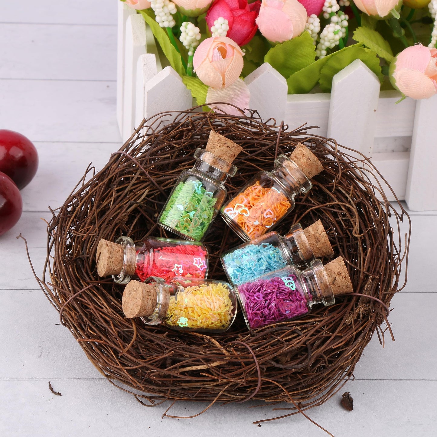 MaxMau 100pcs Tiny Jars with Corks 3ml Cute Little Bottles Cork Stoppers Small Clear Glass Bottles Mini Vials for Crafts Project Party Favors
