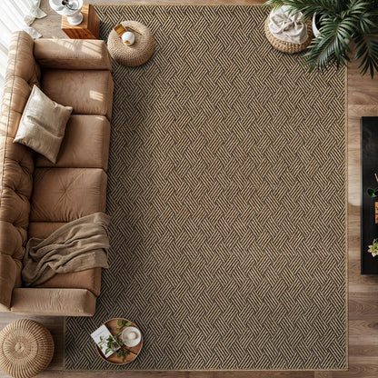 Luul Home Easy Jute Rugs 10x14 Herringbone Natural Color Living Room Indoor Outdoor Area Rug for Patio and Kitchen Rug High Traffic Washable Easy to Clean Solid Boho Woven Design Carpet (10 x 14)