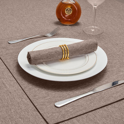 HomeJoy Cloth Napkin Set of 8 Square Washable Reusable Linen Fabric Polyester for Kitchen Dinner Dining Restaurants Wedding Party Banquet Table(Mocha/17x17 Inch)