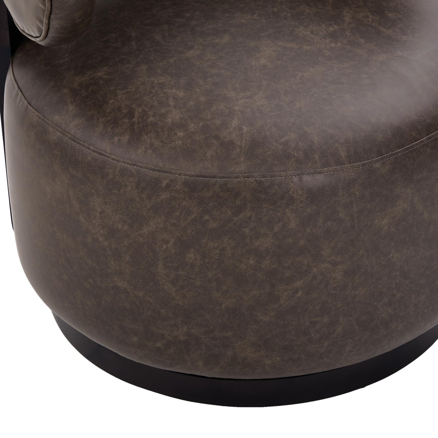 Christopher Knight Home Udon Faux Leather 360° Swivel Accent Chair, Solid Wood Living Room Swivel Chair, Rotating Single Lounge Sofa, Bedroom Comfy Reading Chair, No Assembly Needed, Dark Brown