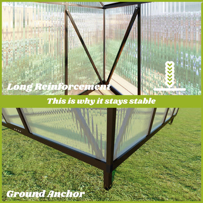 Jiliusure 6 x 6 FT Greenhouse for Outdoors, Polycarbonate Greenhouse with Quick Setup Structure and Roof Vent, Aluminum Large Walk-in Green House for Outside Garden Backyard, Dark Gray