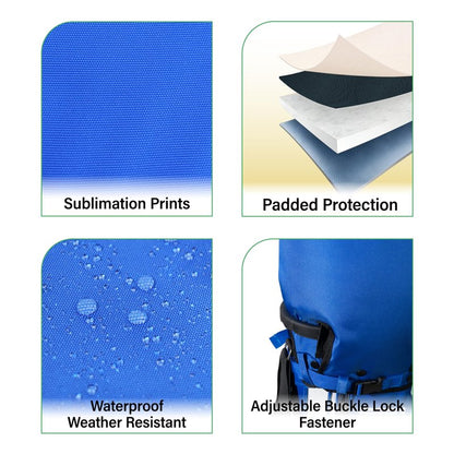 SANDIAN, Blue Color, Golf Bag Rain Hood Cover, Waterproof 1260D Oxford Polyester, 12x20 Inches, Padded Protection, PU Coated, Two Sided Zipper, Adjustable Buckle Lock Fasteners, Snap Button Locking