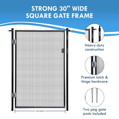 Pool Fence Gate Kit : 4-Foot Black, Self-Closing, Lockable & Ready to Install, Complete DIY Safety Fence Gate