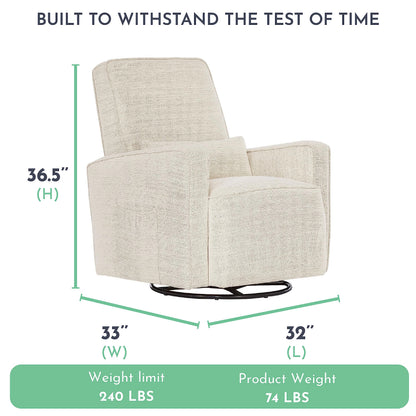 Evolur Holland Upholstered Plush Seating Glider Swivel, Glider Chair for Nursery in Thunder, Modern Nursery Glider, Tool-Free Assembly, Easy to Clean, Environmentally Conscious Glider