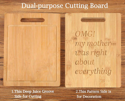 Funny Mom Gift - Cutting Board for Home Kitchen, Camping, Barbecue, Housewarming, Birthday, Christmas, Retirement,