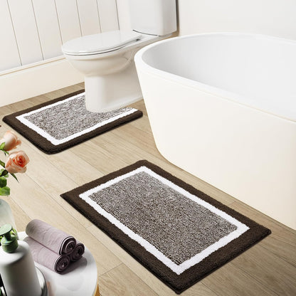 OLANLY Luxury Toilet Rugs U-Shaped, 24x20 Extra Soft Absorbent Microfiber Bathroom Rugs, Non-Slip Plush Bath Mat