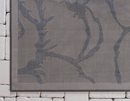 Unique Loom Outdoor Botanical Collection Area Rug - Rose, Gray/Silver (2' x 6' 1" Runner)