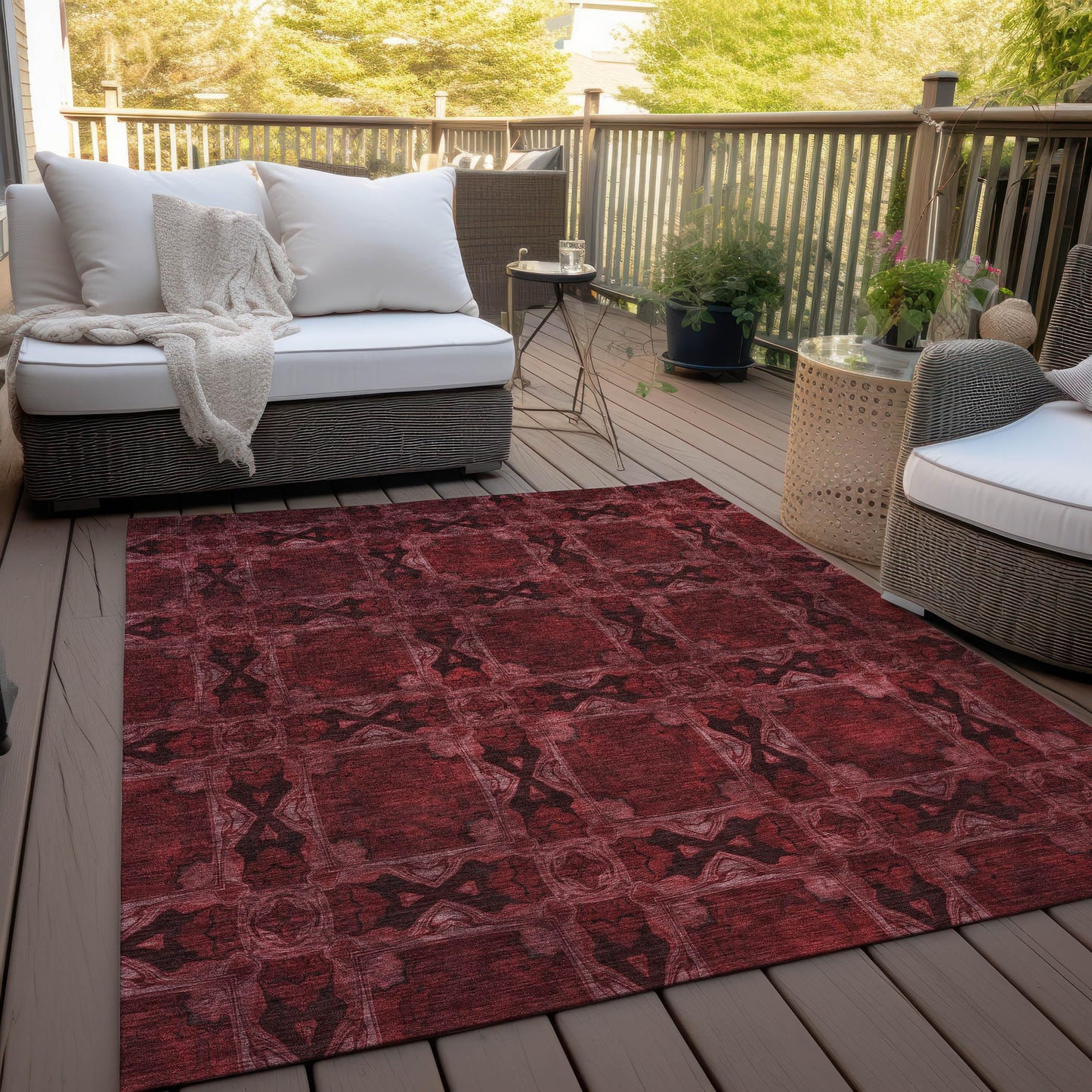 Addison Rugs Chantille ACN564 Red 9' x 12 Indoor Outdoor Area Rug, Stain Resistant, Machine Washable, Non Shedding, Bedroom, Living Room, Dining Room, Kitchen Rug