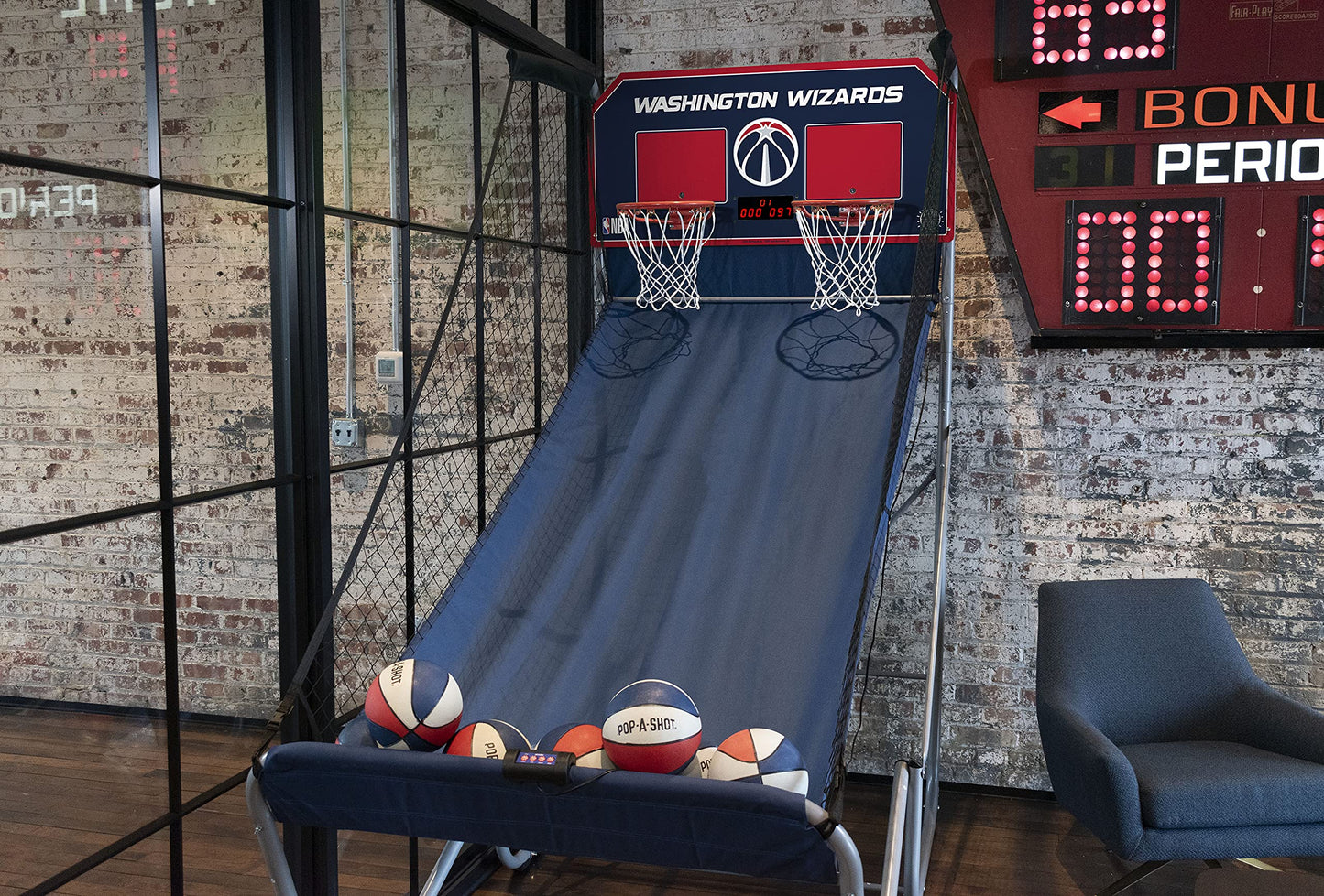 Pop-A-Shot - Home Dual Shot with Washington Wizards NBA Graphics l Sensor Scoring l 16 Game Modes l 7 Balls l Foldable Storage l for All NBA Fans