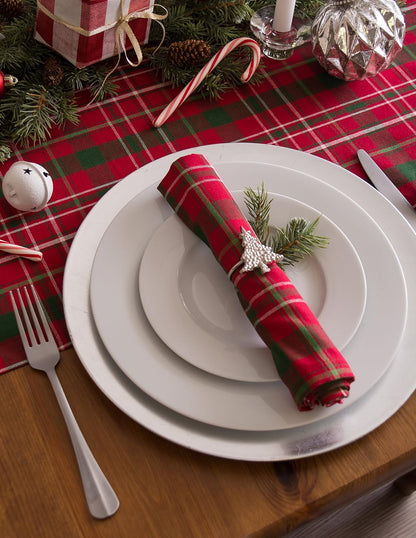 DII Holiday Dining Table Linen Collection - Christmas Table Runner, 14x108, Tartan Holly Plaid, Red & Green