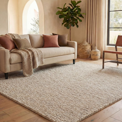 SAFAVIEH Area Rug 8x10 - Natura Collection - Large - Beige, Handmade Wool Blend, Textured Design, Ideal for Living Room, Bedroom, Dining Space (NAT620B)