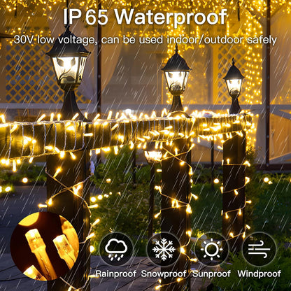 Skiennix 33FT 100 LED Fairy String Lights - Waterproof Indoor/Outdoor Decor | 8 Modes, Warm White