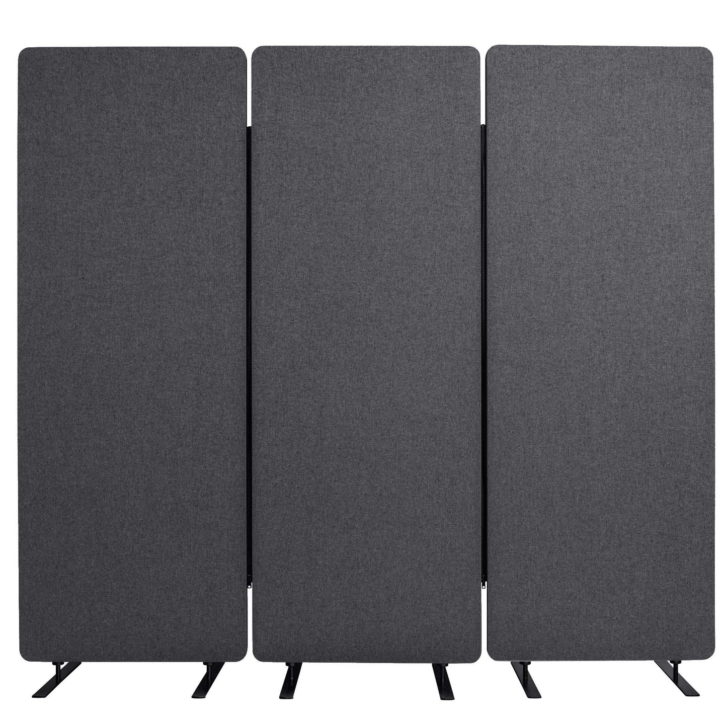 Stand Up Desk Store ReFocus Freestanding Noise Reducing Acoustic Room Wall Divider Office Partition (Ash Grey, 72" x 66", Zippered 3-Pack)