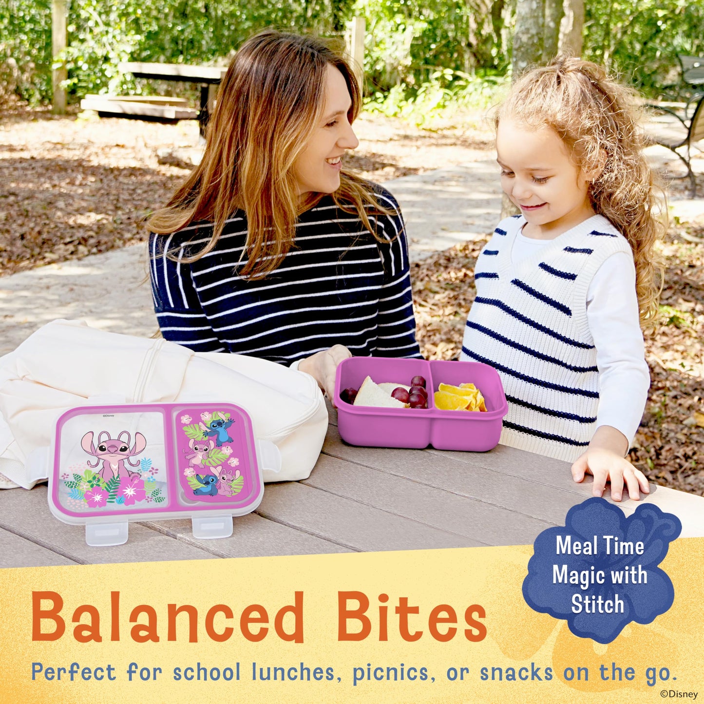 Best Brands Disney Bento Box– Leak-Proof Kids Lunch Box with Divided Compartments & Detachable Spork - Mickey & Minnie, Stitch, & Winnie the Pooh BPA Free Bento Box