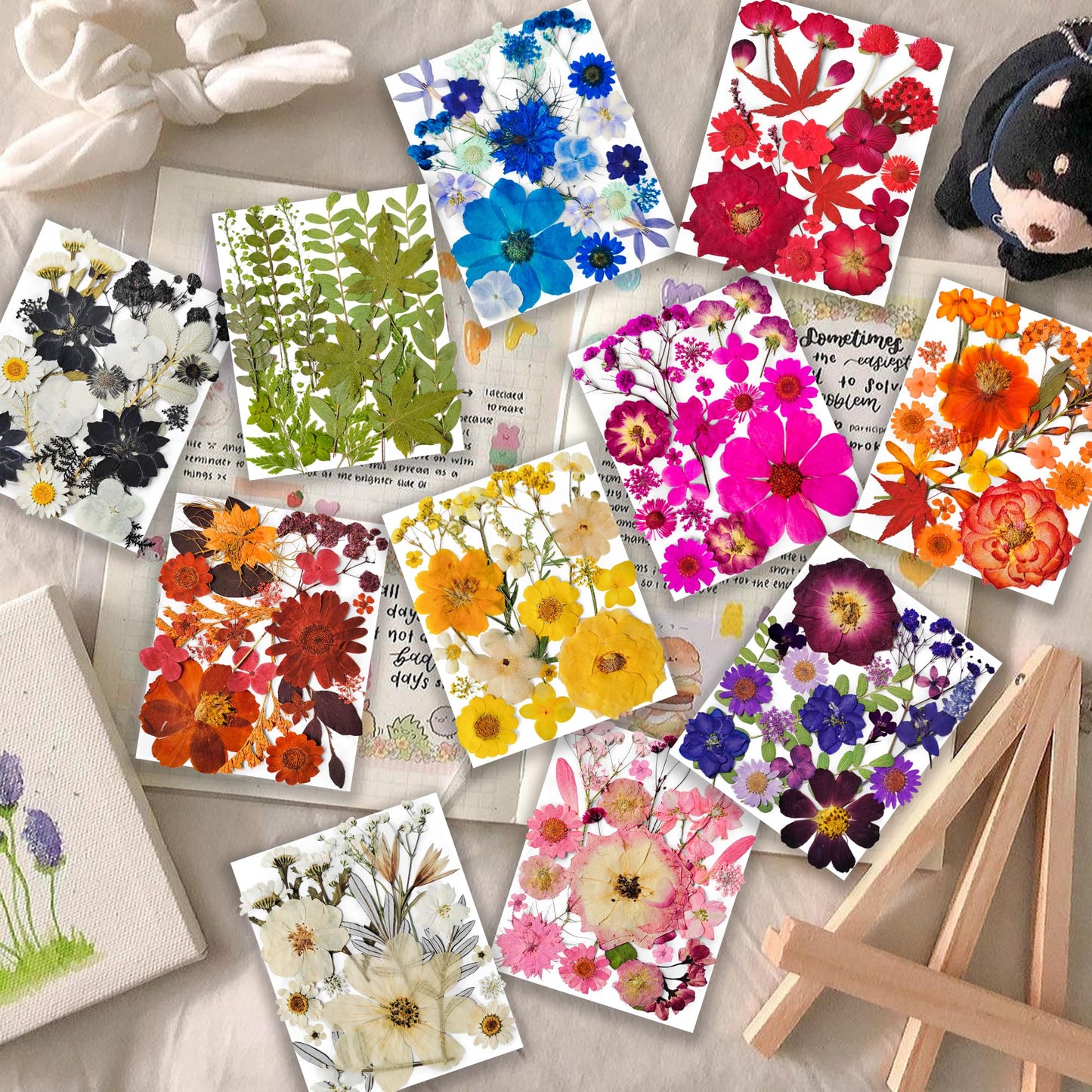 320PCS Dried Pressed Flowers Bulk for Resin, YouthBro Real Natural Pressing Flowers with Two Sheets Butterfly Stikers for Mold DIY Art Crafts,Home Décor,Cherish