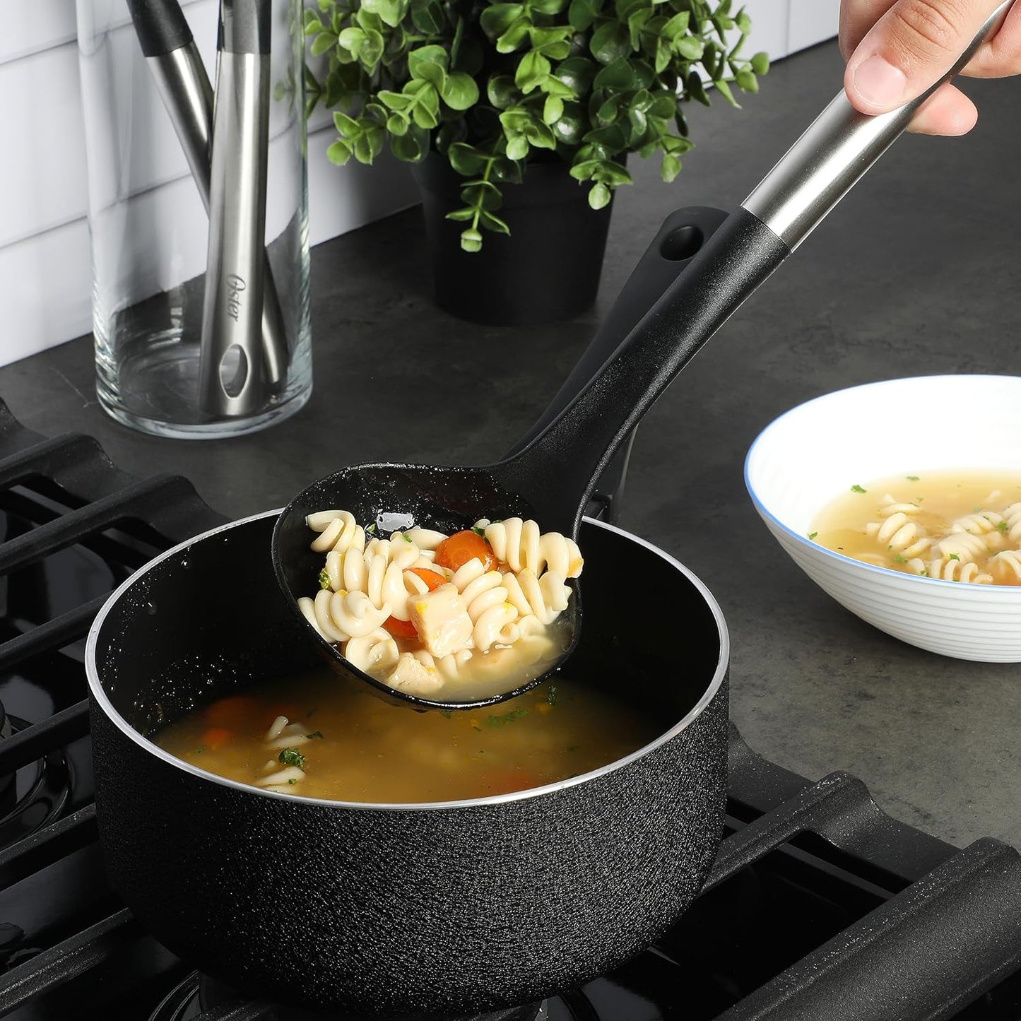 Oster Baldwyn 12" Nylon Ladle, Black with Stainless Steel Handle