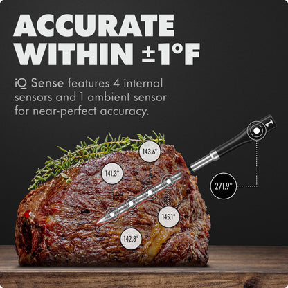 CHEF iQ Sense | Smart Wireless Meat Thermometer | 3 Ultra-Thin Probes | WiFi Unlimited Range | 1000°F Heat Safe | 5 Sensors | BBQ, Grill, Oven, Smoker, Air Fryer | Gen3