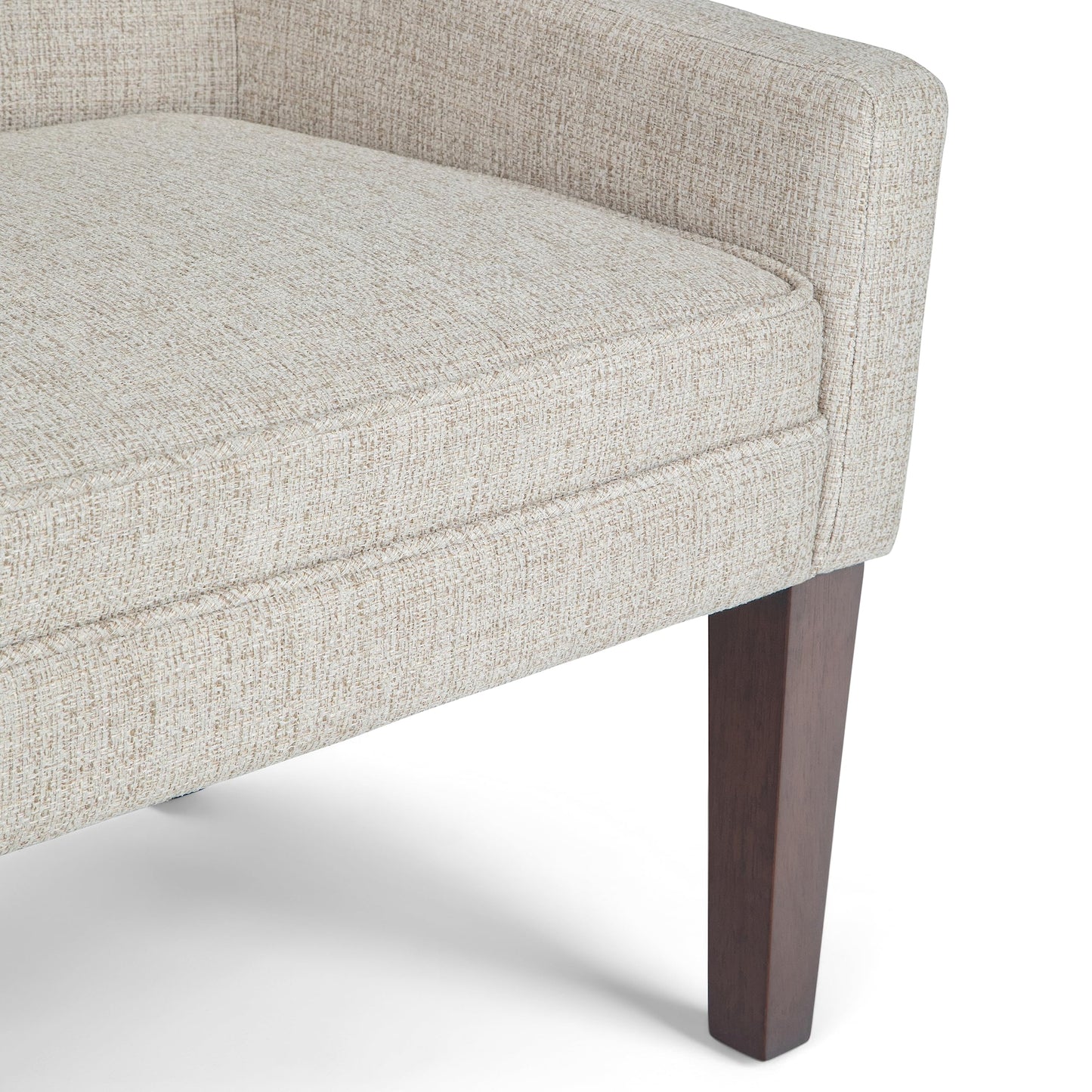 SIMPLIHOME Parris Upholstered Bench - 50 inch Wide Upholstered Hallway Seat in Platinum, Contemporary Bench for Entryway or Living Room with Tufted Cushion, Solid Wood Legs and Sleek Profile