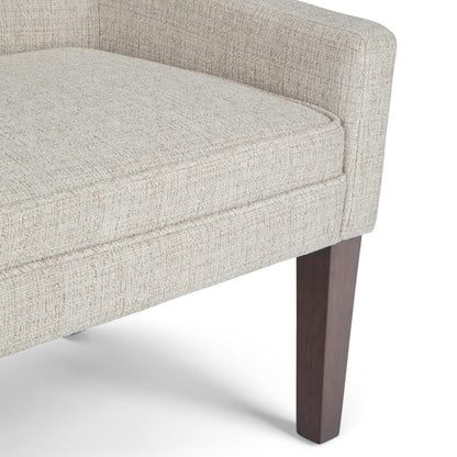SIMPLIHOME Parris Upholstered Bench - 50 inch Wide Upholstered Hallway Seat in Platinum, Contemporary Bench for Entryway or Living Room with Tufted Cushion, Solid Wood Legs and Sleek Profile