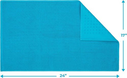 Cotton Paradise Non-Slip Bath Mat - 100% Cotton, Soft & Absorbent, 17x24 Inch, Aqua Blue