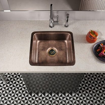 Monarch Abode Kitchen & Bar Sink – 17-inch Highball Dual Mount Drop in Kitchen Sink, Hand Hammered Pure Copper Sinks, Drop in Bar Sinks or Undermount, Deep Single Rectangular Bowl