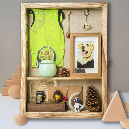 Houstimi Original Wood Shadow Box Frame 16x20 Shadow Box with Shelves 2.6" Interior Depth Memorial Shadow Box with Linen Back for Handicrafts,Picture Frames,Medals,Coins,Pins Collection and More