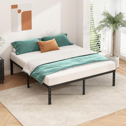 HLIPHA Metal Platform Bed Frame - 18 Inch Tall Queen Size | Heavy Duty Support Slats, Easy Assembly, Black