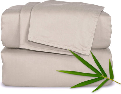 Pure Bamboo California King Sheets - 100% Organic Viscose Bed Sheet Set, Soft & Cooling (Sand)