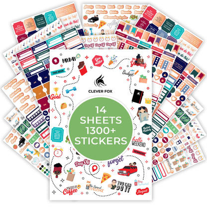 Clever Fox Planner Stickers – 1360+ Aesthetic Monthly, Weekly, Daily, Seasonal, Holiday & Journal Stickers – Journaling & Calendar Accessories for Women, Adults & School, 14 Sheets (Value Pack)