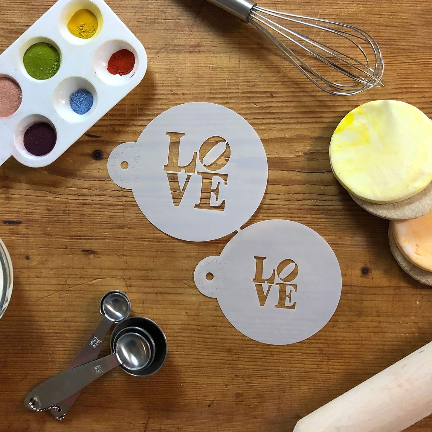 Designer Stencils LOVE Sculpture Cookie Stencil Set, Beige/Semi-Transparent