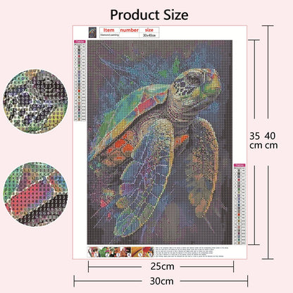 Muzagroo Art 5D Diamond Painting Kits for Adults, DIY Diamond Art Kits for Beginners, Turtle Diamond Dot Kits Gem Arts and Crafts for Living Room, Gem Painting Bedroom 4 PCS Wall Art