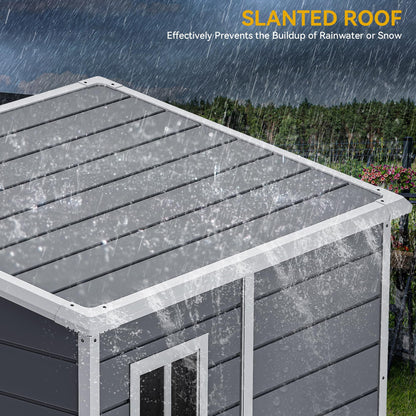 DWVO 5x4ft Resin Outdoor Storage Shed with Floor, Large Waterproof Lockable Storage Shed with Window, Plastic Outside Tool Storage for Garden Backyard Patio Lawn (Gray)