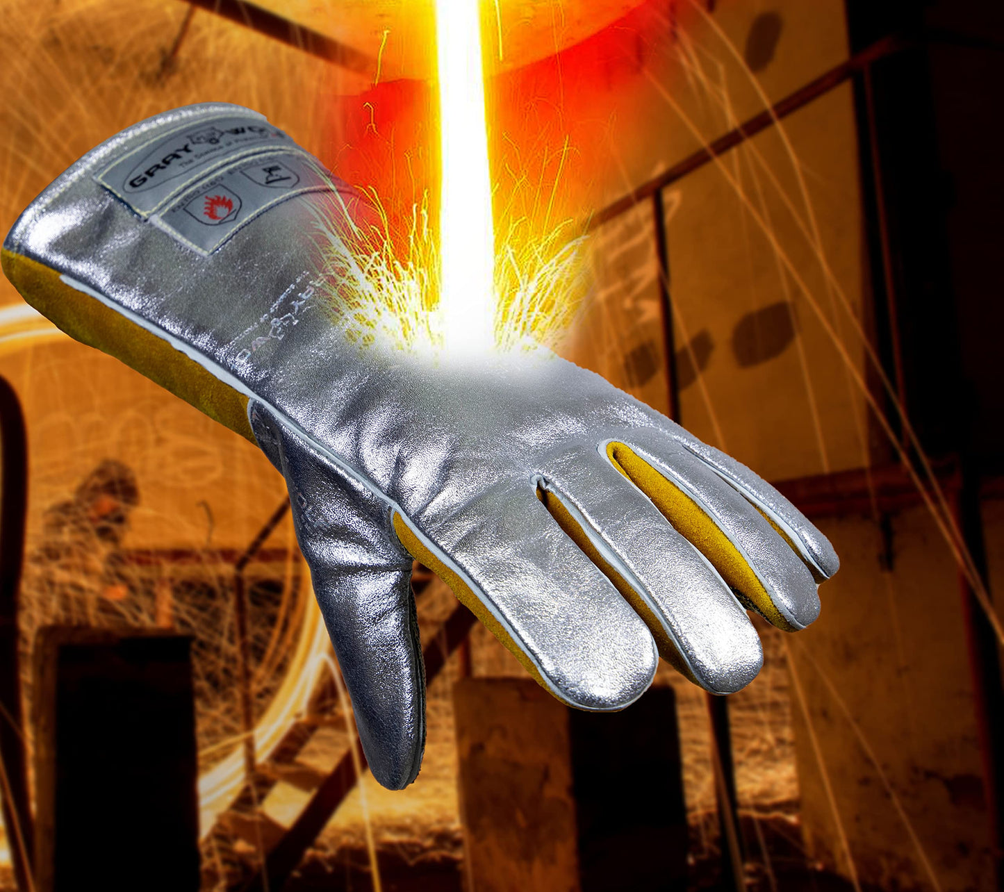 SpecxArmor® Graywolf® Kevlar Aluminized Heat Resistant Welding Glove/Large/1472°F │Fire Gloves│Kevlar Gloves│High Heat │Foundry glove│