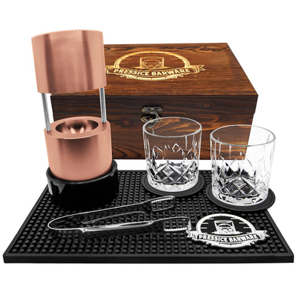 Pressice Barware Ice Press Kit – 2.3" Fast Sphere Maker – American Owned & Operated – Includes Ice Mold – Aircraft-Grade Aluminum (Paloma Kit)