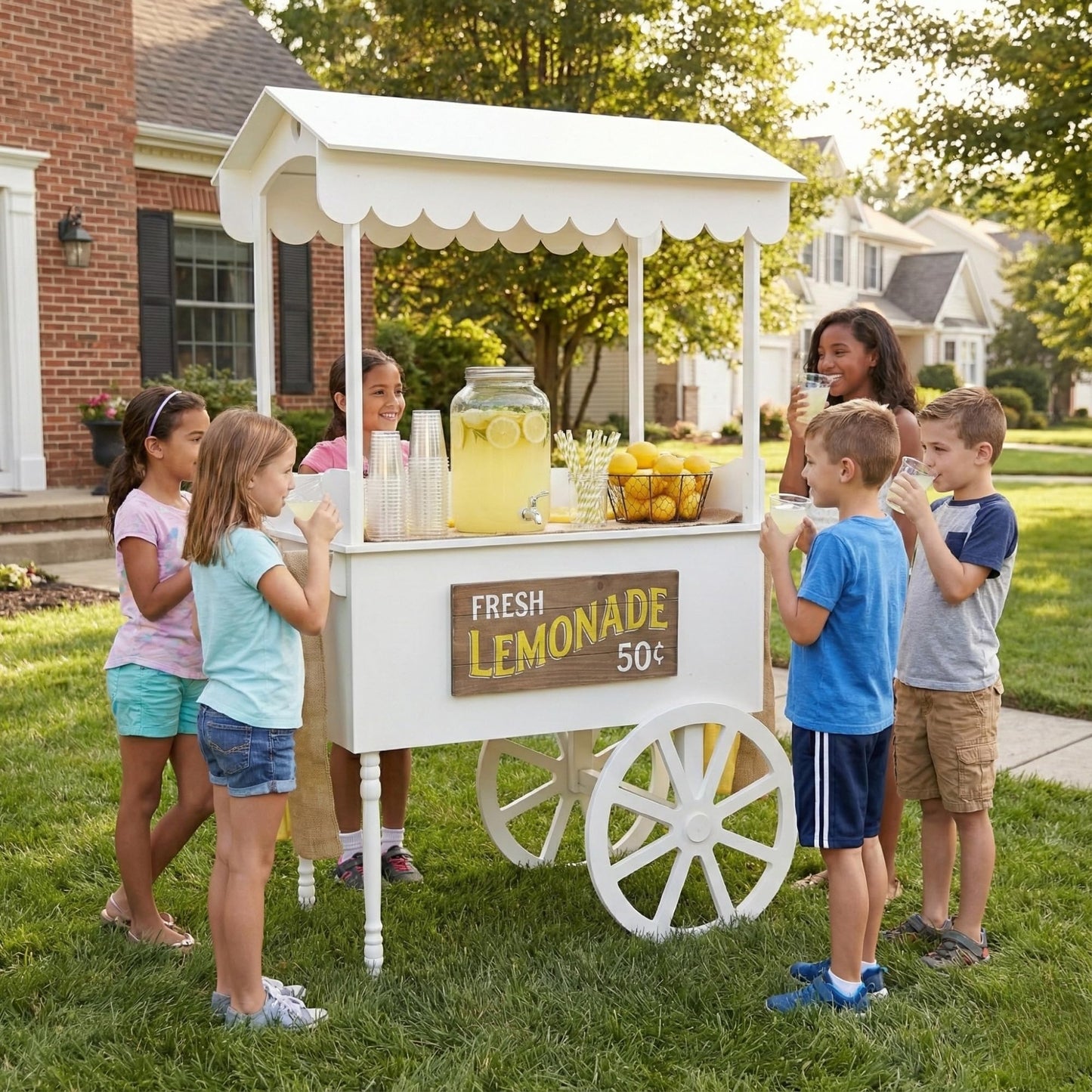 DS THE DISPLAY STORE PVC Candy Cart with Wheels - Portable Dessert Cart for Parties, Weddings & Baby Showers - Vendor Event Display with Rounded Safety Edges