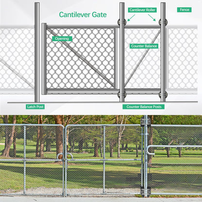 Wmebee 4 Pack Nylon Cantilever Rollers 2" Gate Frames, 4" Square Post Chain Link Fence Parts, Cantilevered Rail Fence Gate Kit