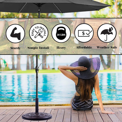 Backyard Expressions Umbrella Base - 21 Pound Heavy-Duty Design in Elegant Bronze Finish