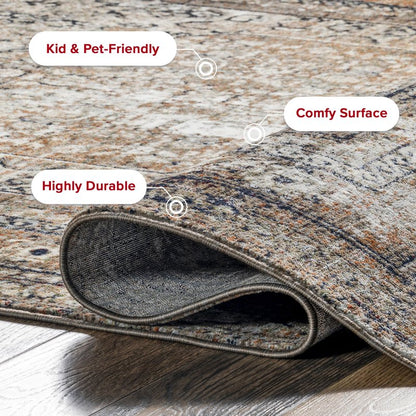 nuLOOM Fringed Performance Indoor Area Rug, Power Loomed, Easy Clean, Durable, Non-Shed, 4' x 6', Charvi Multi