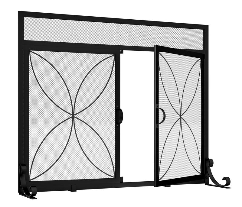Fire Beauty Fireplace Screen with Magnetic Doors,Large Metal Fire Place Screen for Home,Spark Guard,Metal Furnace Fireguards,Baby Safe Spark Guard Protector,Black