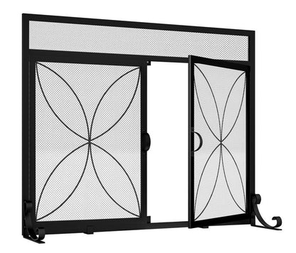 Fire Beauty Fireplace Screen with Magnetic Doors,Large Metal Fire Place Screen for Home,Spark Guard,Metal Furnace Fireguards,Baby Safe Spark Guard Protector,Black