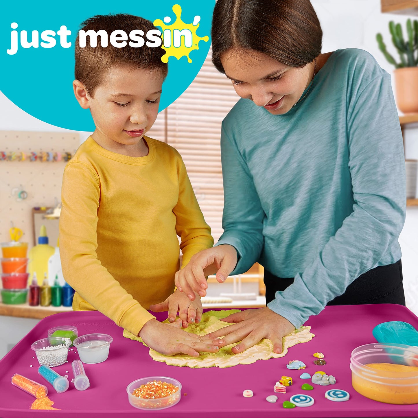 Just Messin' Silicone Art Mat Mega Bundle – 16”x26” Mats with High .6" Edge, Blue, Green & Pink, Non-Slip, Heat Resistant for Crafts, Resin,Paint & Jewelry-Making