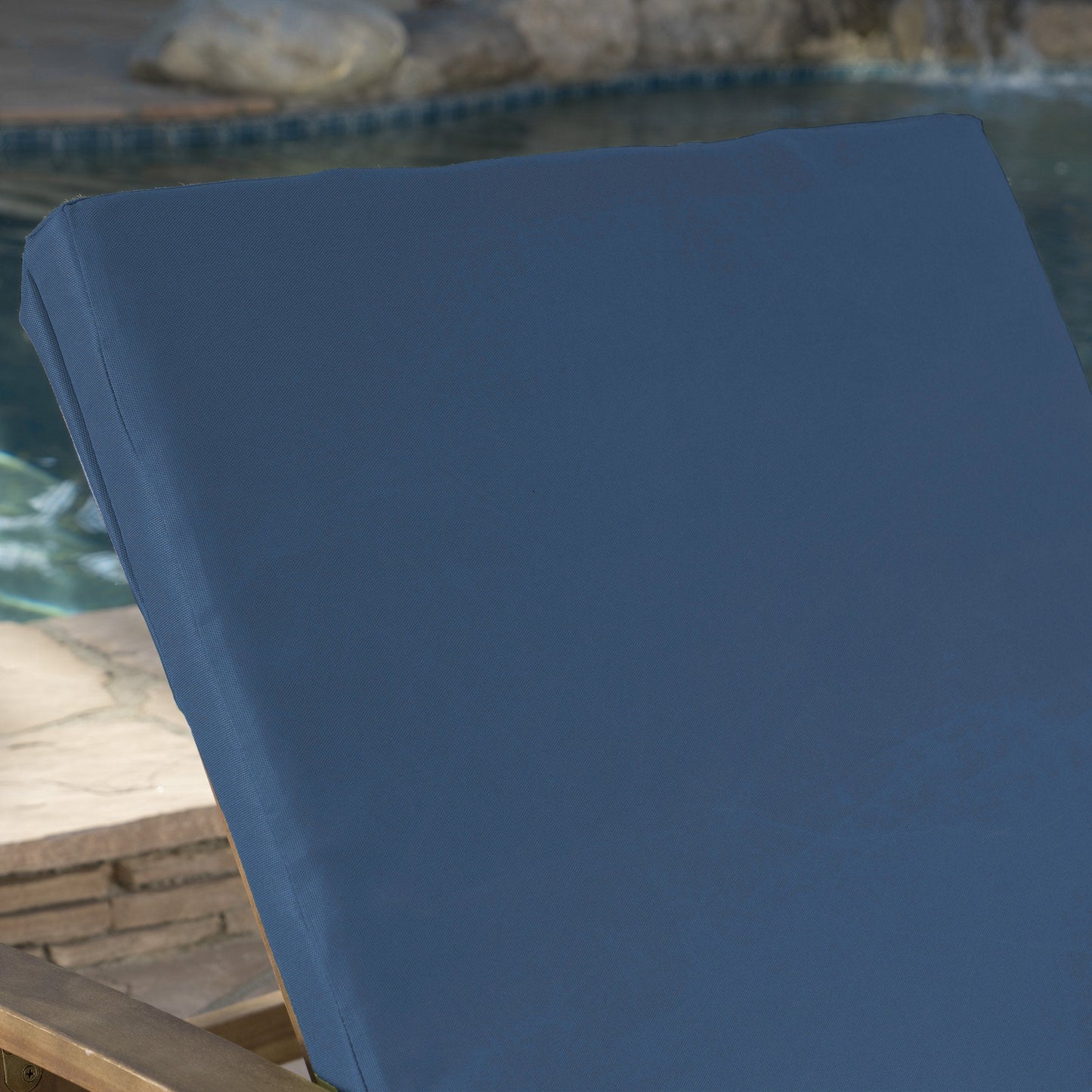 Christopher Knight Home Perla Outdoor Chaise Lounge with Water Resistant Cushion, Teak Finish / Blue