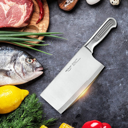 Meat Cleaver 7 inch Butcher Knife, Stainless Steel Chinese Chef Knife for Restaurants and Home