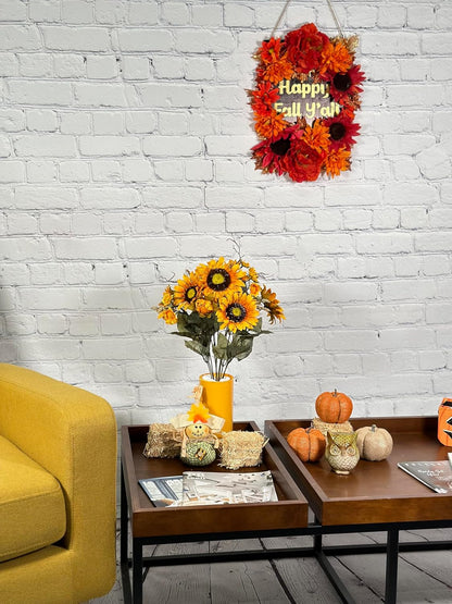 Admired By Nature Artificial Sunflower Bouquet Bush, 11 Stems Gold Sunflowers for Weddings, Home Decor, Events