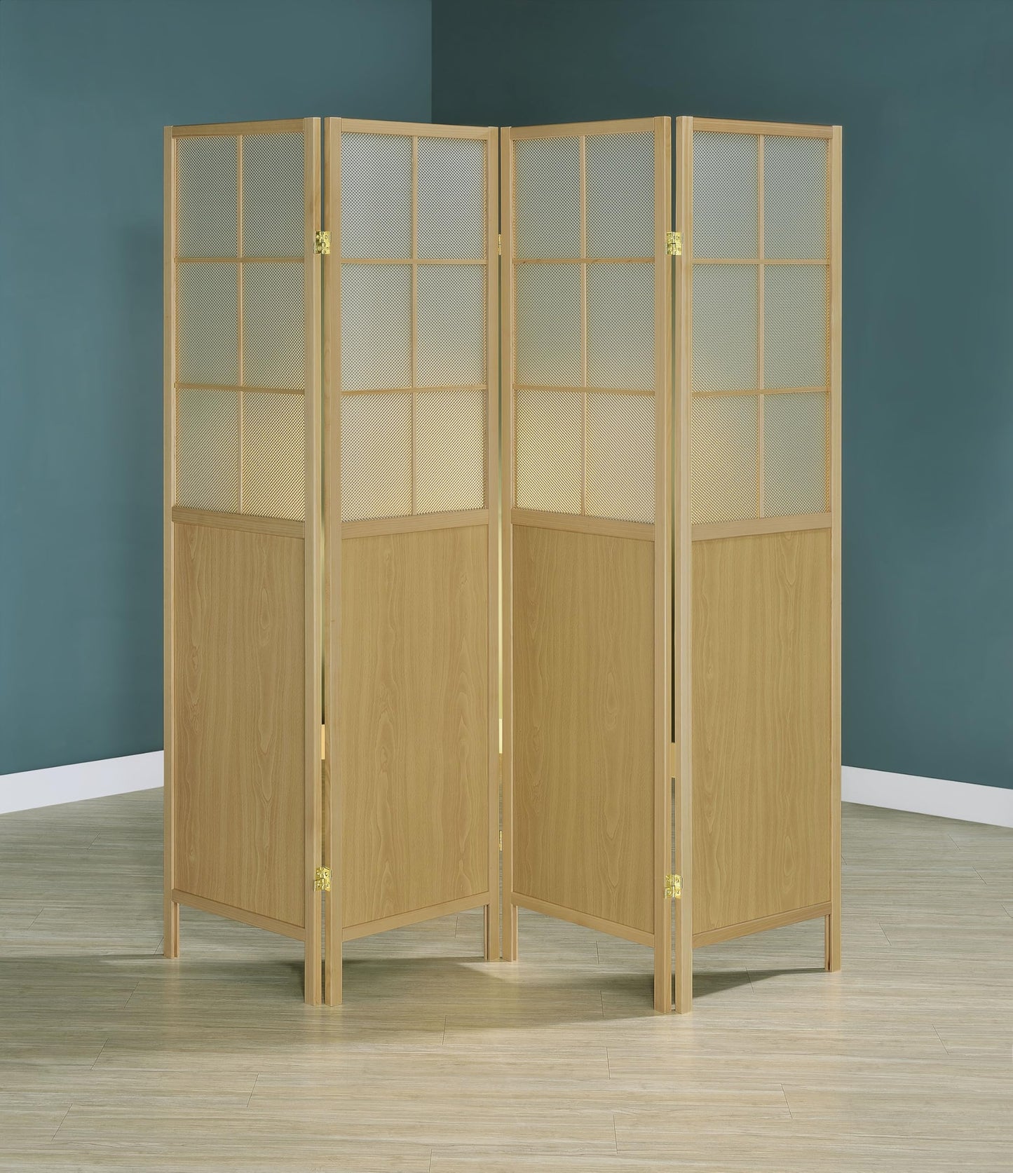 Coaster Home Furnishings Edwards 4-Panel Room Divider Folding Shoji Screen Natural