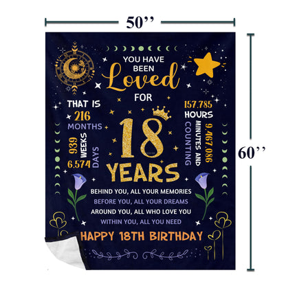 POQUSH 18th Birthday Gifts for Girls Blanket 60"x50", 18 Year Old Girl Birthday Gifts, Gifts for 18 Year Old Girl, 18th Birthday Decorations for Girls Blanket