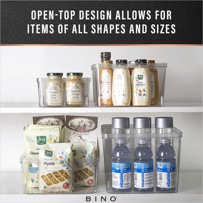 BINO | Plastic Storage Bins, Medium - 2 Pack | THE LUCID COLLECTION | Multi-Use Built-In Handles | BPA-Free | Clear Storage Containers | Fridge Organizer | Pantry & Home Organization