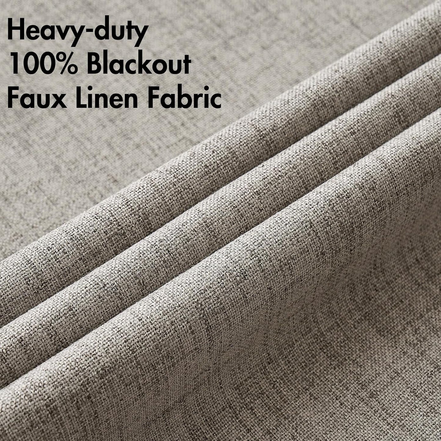 MIULEE Blackout Linen Curtains - 100% Thermal Insulated Greige Drapes | Room Darkening 52x84 Inch (2 Panels)