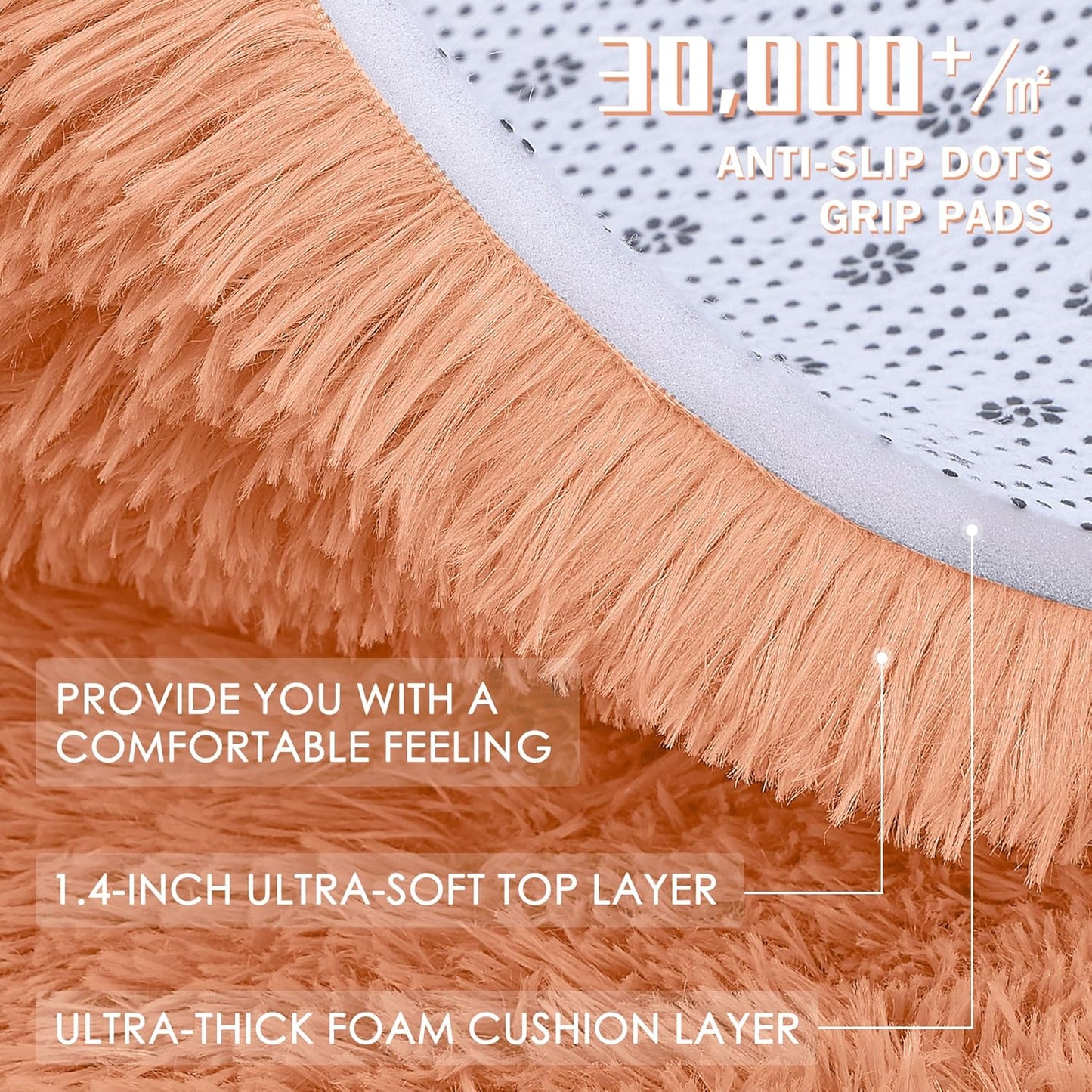 OLANLY Runner Rugs - Soft Fluffy Machine Washable 2x6 for Hallway & Bedroom | Muted Orange Decor